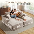 thumbnail image 5 of Muumblus Indoor Double Chaise Lounge Chair with Cup Holders, 69"W Oversized Deep Seat Cloud Sectional Sofa, Boneless Sleeper Sofa Bed, Camel Corduroy, 5 of 11