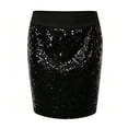 thumbnail image 3 of SGMVNU Girl's Sequins Skirts Sparkly Shiny Straight Fit Short Skirt with Elastic Waistband Performance Party Outfit, Black, One Size, 3 of 6