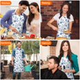 thumbnail image 4 of Pioneer Flower Floral Print Pattern Apron for Women and Men, Cotton Linen Waterproof with Pockets, Adjustable, 33x27 Inch for Kitchen, Gardening, BBQ, Salon, 4 of 6