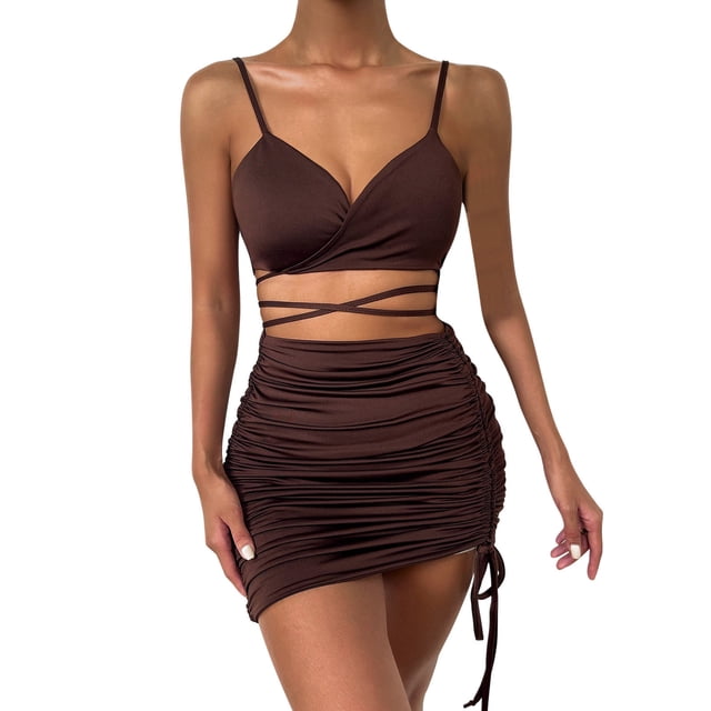 Pompotops Robe de Soirée Boîte de Nuit pour Femme, Aguichant, Unie, Ajourée, Ajustée, Camisole