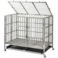 thumbnail image 2 of SEGMART 43'' Heavy-Duty Dog Crates, Medium Size Dog Kennel with 2 Locks, Anti-Rust Pet Crate with Slide-Out Plastic Tray, Corrosion-Resistant Steel Kennel and Playpen with Locking Casters, S8416, 2 of 8