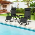 thumbnail image 2 of S AFSTAR Zero Gravity Chairs Set of 2, 3 PCS Folding Lawn Chair Set With Side Table Cup Holders & Adjustable Headrest, Reclining Patio Chairs, Lounger for Patio Poolside, 2 of 18