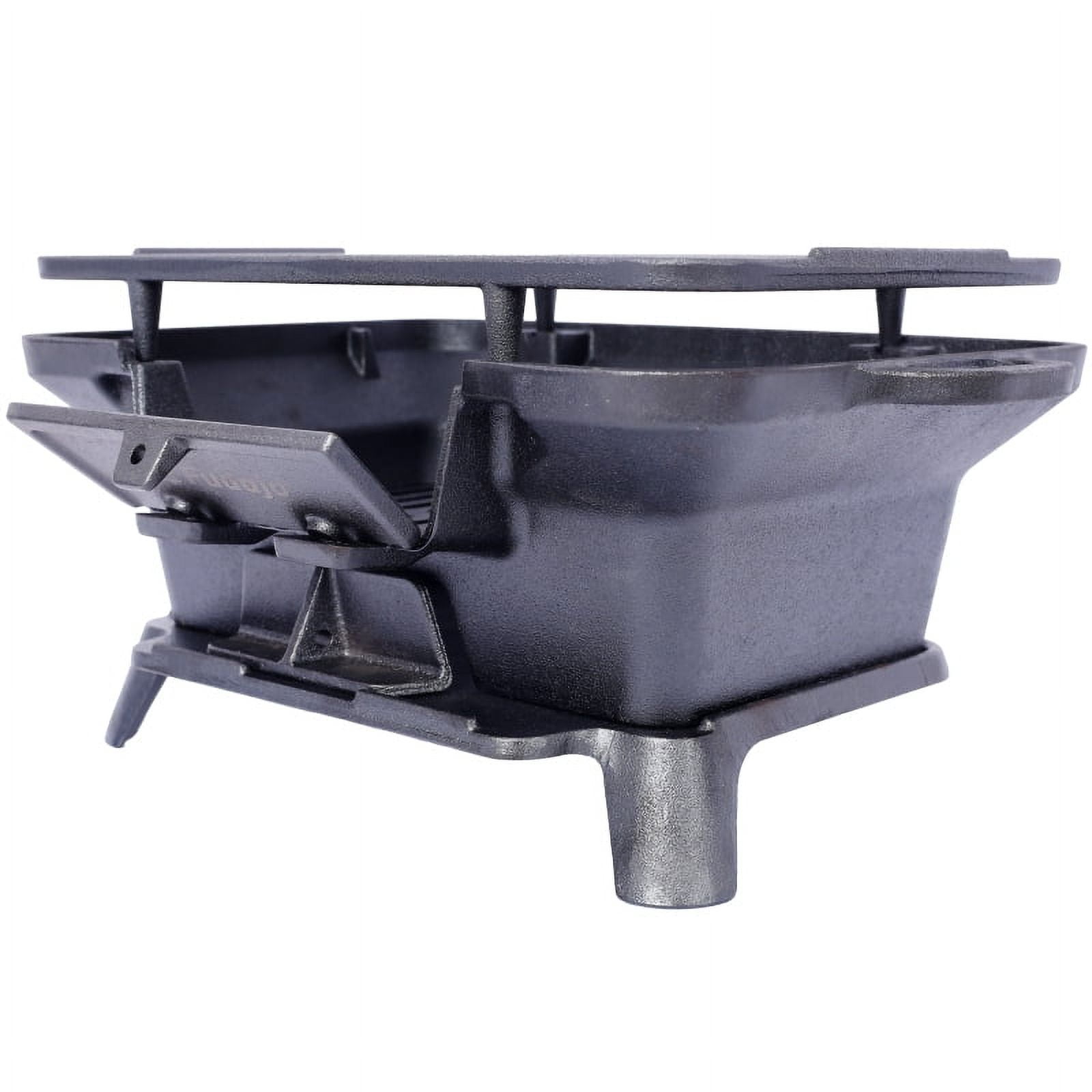 100% Cast Iron Charcoal Hibachi Grill - Portable Barbecue Grill (19.6 x 10.6 inches) for Picnics, Camping, Family Gatherings
