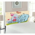 thumbnail image 2 of Butterfly Headboard, Clever Rabbit Enjoying the Nature with Butterflies Tulips Daisies Art Print, Upholstered Decorative Metal Bed Headboard with Memory Foam, Twin Size, Multicolor, by Ambesonne, 2 of 4