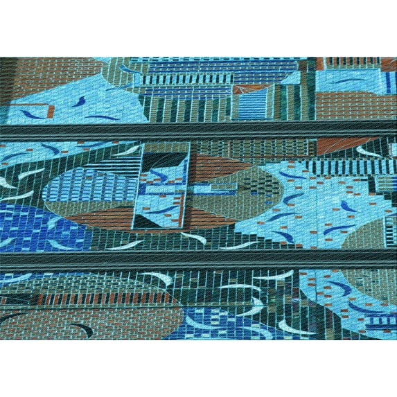 Ahgly Company Machine Washable Indoor Rectangle Transitional Dark Blue Grey Blue Area Rugs, 2' x 4'