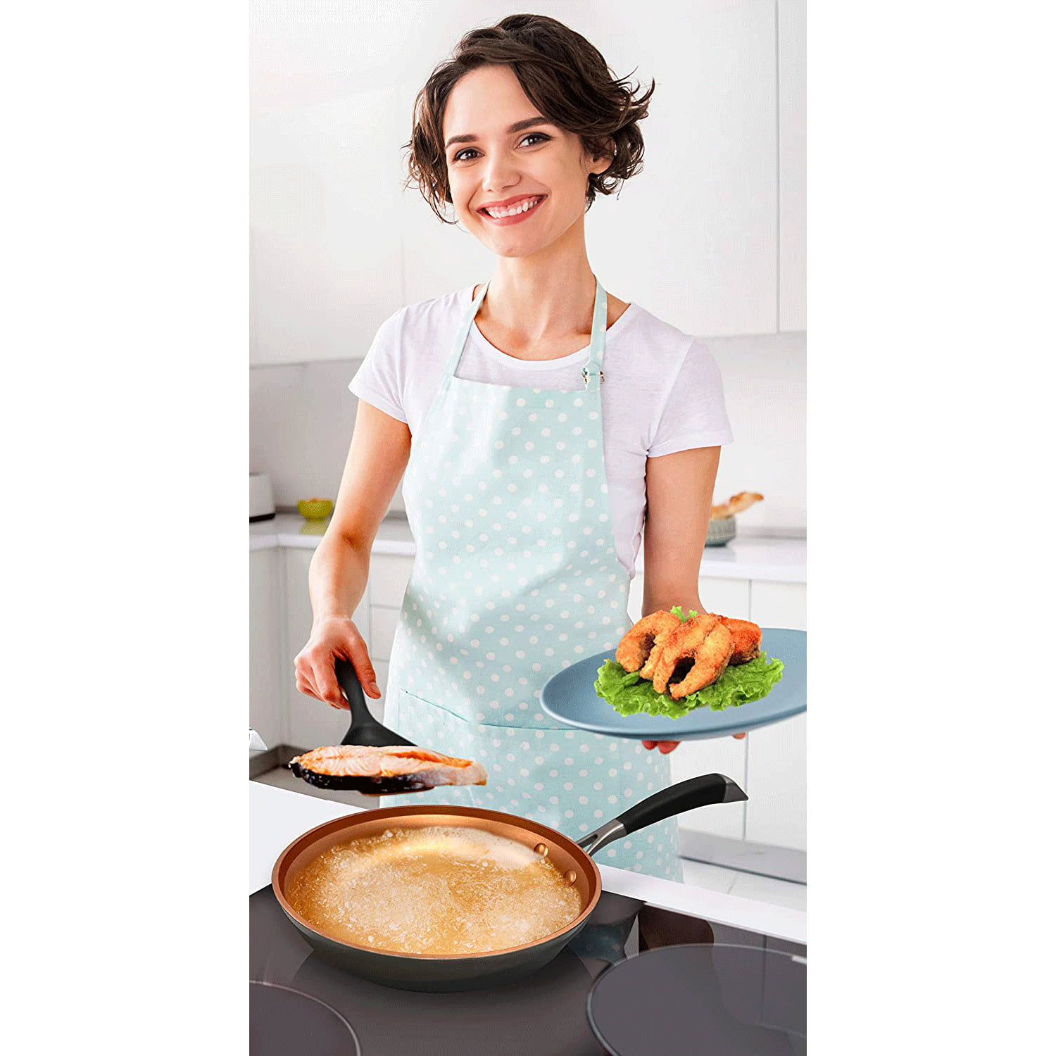 NutriChef 14 Piece Nonstick Ceramic Kitchen Cookware Pots and Pans Set