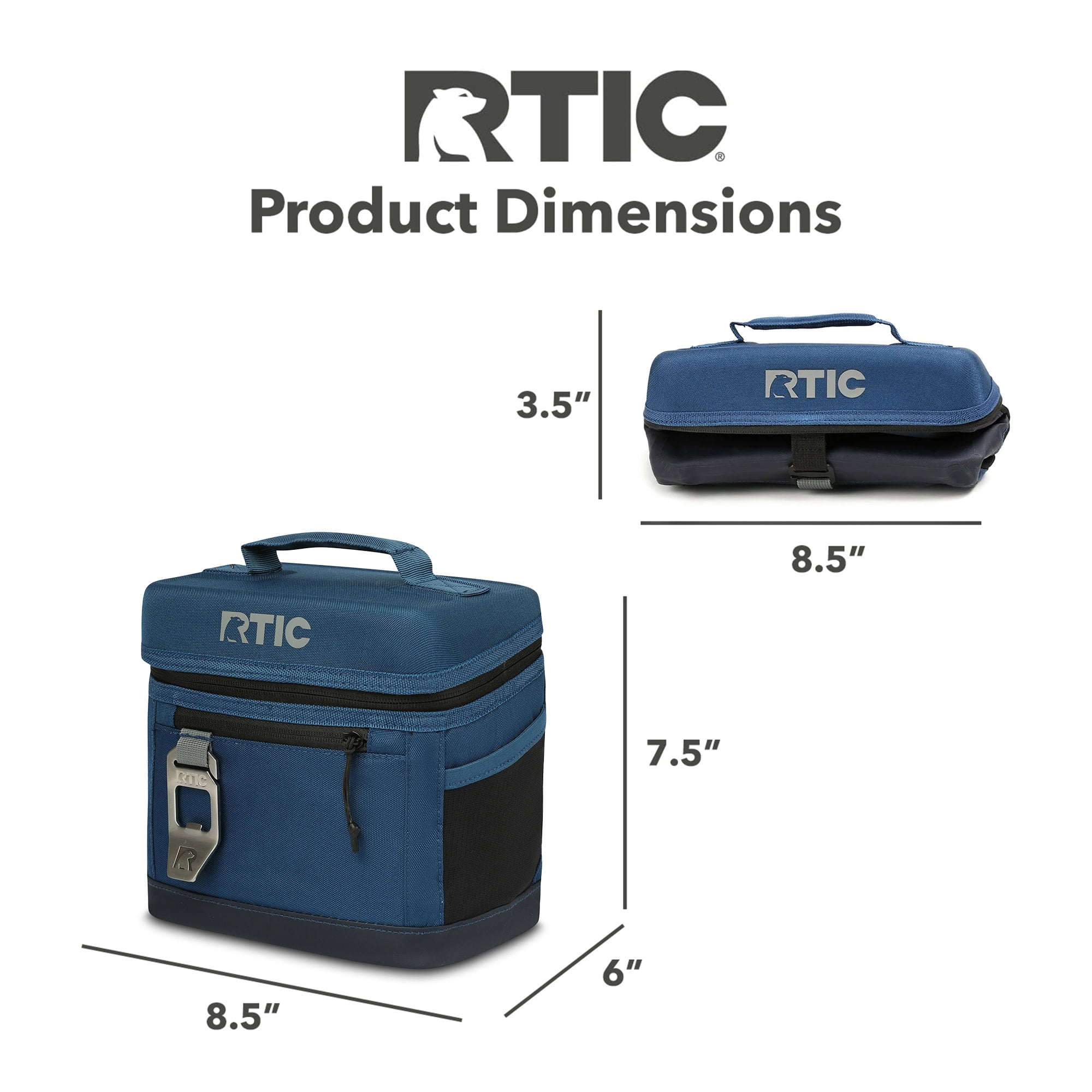 RTIC 6-Can, 3 Qt, Collapsible Soft Cooler with Bottle Opener, Navy