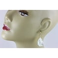 thumbnail image 3 of Sterling Silver Mother of Pearl Earrings White Large Carved Floral Design Shell MOP Teardrops 2 Inch Designed for Adult Women, 3 of 4