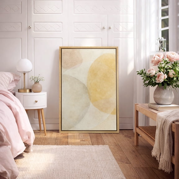 Framed Canvas Print Abstract Colorblocks Wall Art Modern Decorative for Living Room Bedroom - 16"x24" NATURAL