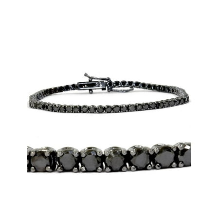Black Diamond Gold Bracelets - 3ct Black Diamond Tennis Bracelet 14K Black Gold 7