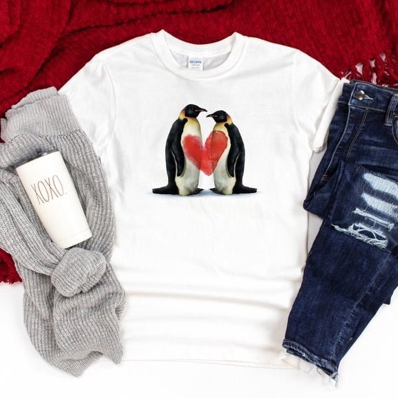 Prime Delica Love t-shirt with Cute penguin couple / UNISEX Matching Cute Valentine's Day outfit / Funny Gift for women / Husband wife shirt present