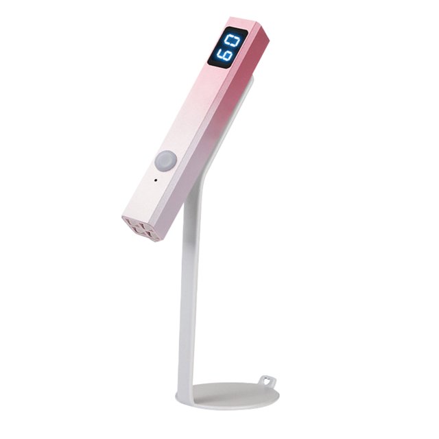 yeacher Portable Nail Curing Lamp with Magnetic Stand, 400mAh Battery, 20s/60s Timer, 8W Power, USB Charging, Pink Gradient Design