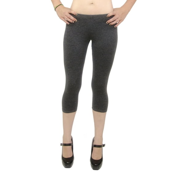 Vivian's Fashions Capri Leggings - Cotton, Junior Size (Charcoal, 3X)
