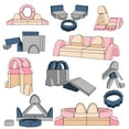 thumbnail image 5 of STAHMFOVER Modular Play Couch Solid Soft Fabric Foldable Couch with 10-Piece Set, Grey/Blue, 5 of 7