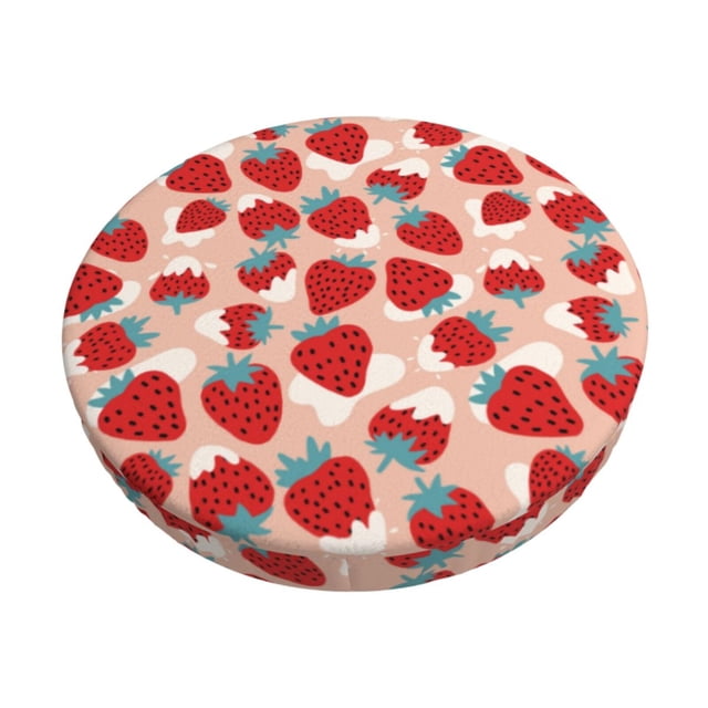 Balery Red Strawberry Fundas de asiento para taburete de bar redondo de tela de terciopelo ajustables que protegen de arañazos y manchas para sillas de 14 a 17 pulgadas.-14 inch