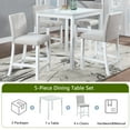 thumbnail image 4 of Modern 5-Piece Counter Height Dining Set with Square Table and 4 Upholstered Chairs, Wooden Construction with Crystal Accents for Kitchen and Dining Room, White Finish, 4 of 9