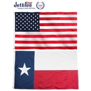 Jetlifee 3x5 Ft American Flag and 3x5 Ft Texas State Flag (2 Pack)