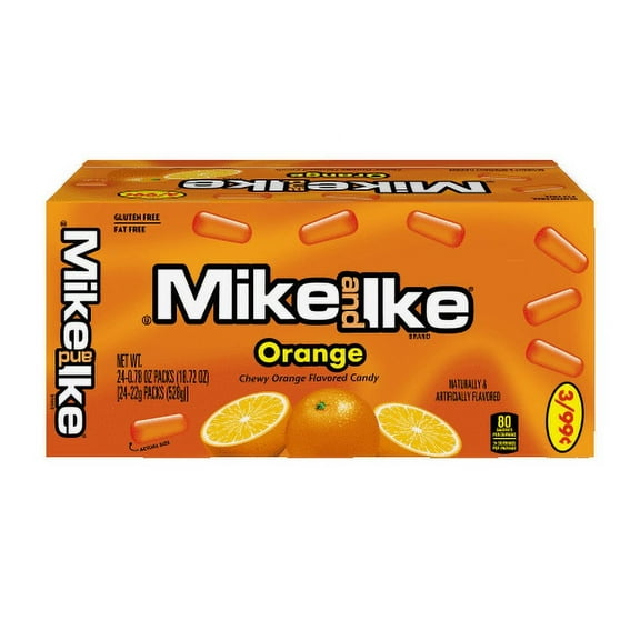 Mike and Ike Orange Candy - 0.78 oz Box, Pack of 24 - Fat-Free, Gluten-Free