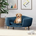 thumbnail image 2 of Elevated Dog Bed Frame for Small Dog, Corduroy Pet Couch Bed with Rubber Wood Legs and Supportive Foam, Gray, Easy Assembly, 2 of 12