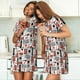 thumbnail image 4 of Easygdp Modern Life Camisón de manga corta para mujer, informal, estampado, 4 of 6