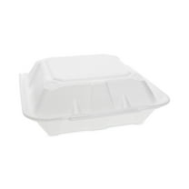 Pactiv Foam Hinged Lid Containers Dual Tab Lock 9.13 x 9 x 3.25 1-Compartment White 150/Carton