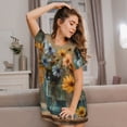 thumbnail image 3 of Goofa Charming Daisy Bouquet Art Print Women’s Cotton Nightdress – Short-Sleeved Sleep Dress, Casual Loose-Fit Lounge Wear, Comfortable and Stylish Sleepwear for Women, 3 of 6