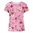 thumbnail image 5 of GNFQXSS Women Print Crew Neck Short Sleeve T-Shirt Casual Lightweight Comfortable Pullover Top For Everyday Pink M, 5 of 6