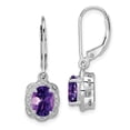 thumbnail image 1 of Boucles d'Oreilles Pendantes en Argent Sterling 925 Diamant Améthyste, 1 of 6