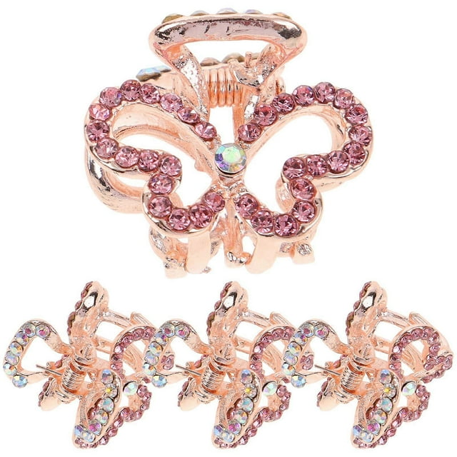 4pcs Hollow Hair Claw Alloy Rhinestone Mini Hair Claw Hair Clamps for Girls Lady