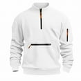thumbnail image 4 of Men's Fashion Solid Stand Collar Pullover with Sports Pockets, Long Sleeve Casual Sweatshirt for Street Style and Everyday Wear, Limited Time Offer, 4 of 4