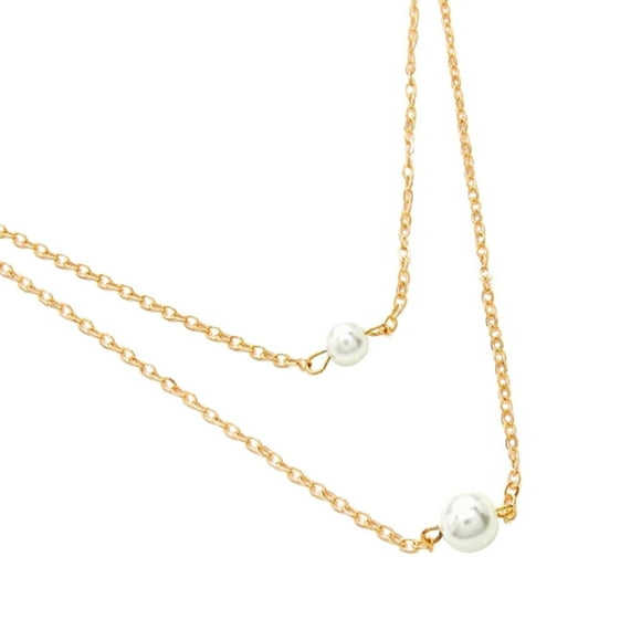 OULII 1Pack Women's Necklaces with Double Layered Faux Pearls for Special Events