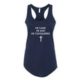 thumbnail image 2 of Wild Bobby, He Came He Saw He Conquered Inspirational/Christian Women Racerback Tank Top, Navy, Large, 2 of 6