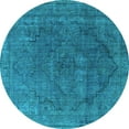 thumbnail image 1 of Ahgly Company Machine Washable Indoor Round Oriental Turquoise Blue Industrial Area Rugs, 5' Round, 1 of 4