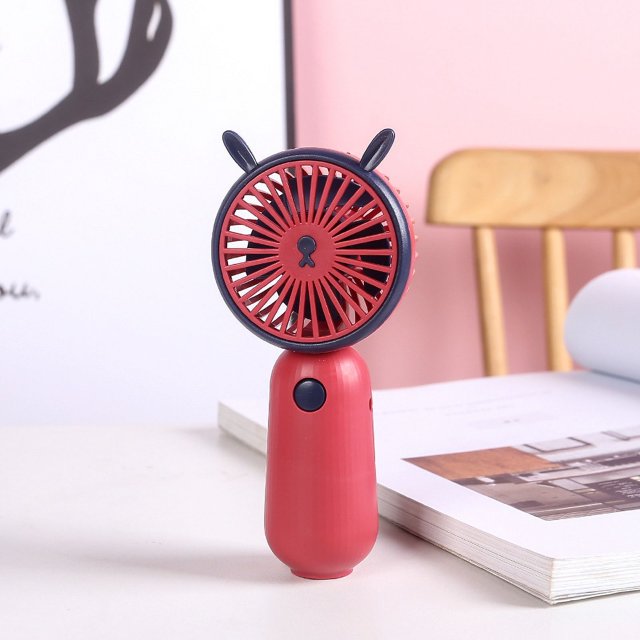 Mini ventilador portátil de mano con dibujos animados para estudiantes, de escritorio, recargable por USB, para verano