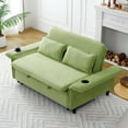 thumbnail image 2 of Modern  Striped Sofa Bed with Pull-Out Feature and Adjustable Backrest Comfy for Daily Use, Green, 2 of 13