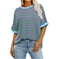 thumbnail image 2 of CaiJunJia T Shirts for Women,Women's Summer Soft T Shirt Cute Striped Graphic Loose Basic Tees Crew Neck Short Sleeve Casual Tops, 2 of 5