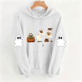 thumbnail image 4 of Mifsaly Womens Pullover Hoodie Halloween Oversized Graphic Sweatshirt Drop Shoulder Long Sleeve Hooded Sweatshirts White,M, 4 of 5