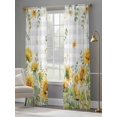 thumbnail image 3 of Sunflower Sheer Curtains 96 Inch Length 2 Panels Set, Summer Eucalyptus Botanical Floral Grey Plaid Voile Window Treatment Semi Sheer Long Curtains Drapes for Bedroom/Living Room/Kitchen 52"x96"x2, 3 of 7