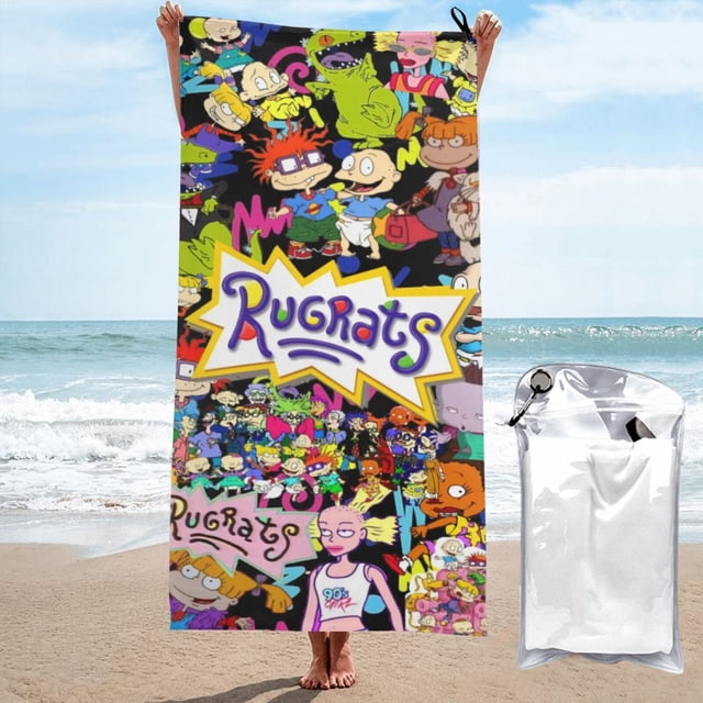 Toalla de playa Rugrats, suave, de secado rápido, resistente a la arena, para nadar, piscina, yoga, gimnasio, camping, toallas de baño ligeras, regalo para niños, niñas, niños y adultos, 27,5 x 55