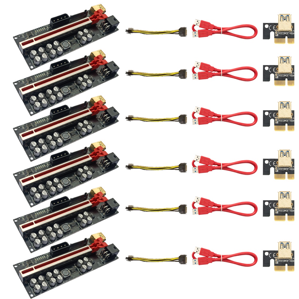 6 Pack VER018 PLUS PCI-E Riser Card PCI-E 1X to 16X USB3.0 60cm ...