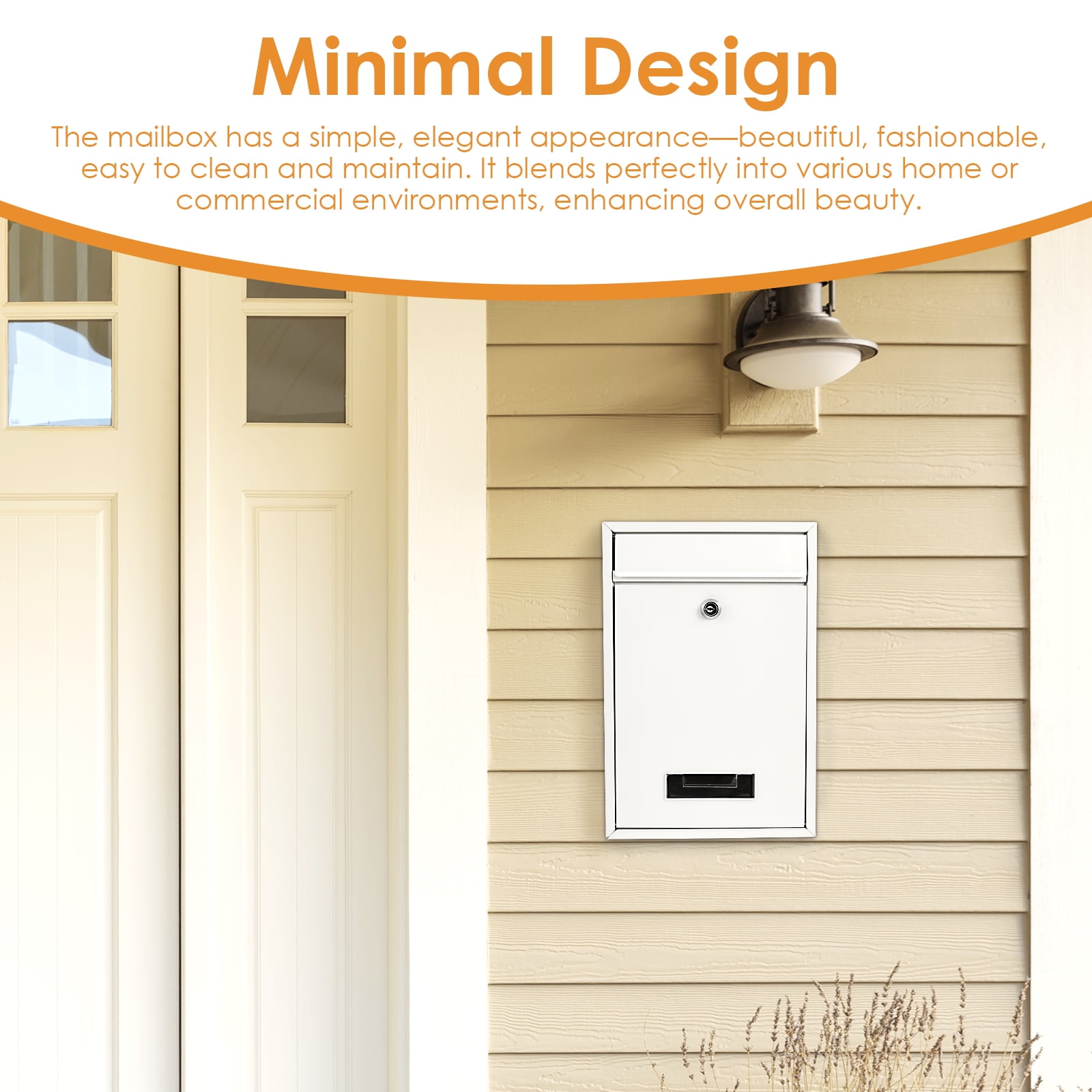 Wall Mounted Metal Mailbox with 2 Keys Weather Resistant Lockable Security Postbox Delivery Letter Box for School Office Outdoor