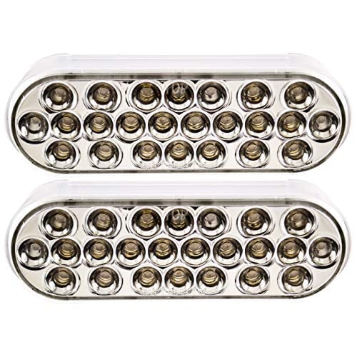 6"Oval 24 LED Trailer Stop Turn Tail Reverse Parking Indicator Lights 2x White