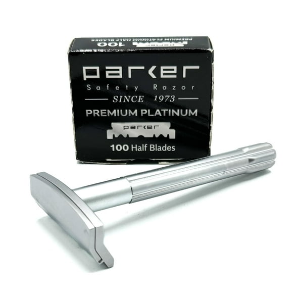PARKER Safety Razor Parker SoloEdge Single Edge Safety Razor With 100 Parker Platinum Single Edge Razor Blades Included