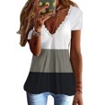 thumbnail image 4 of Gibobby Camisas mexicanas con cuello en V para mujer Camiseta suelta informal con cuello en V para mujer, blusa manga corta con estampado(Caqui,CH), 4 of 5