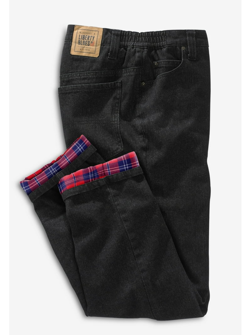 Liberty Blues Men's Big Tall Flannel-Lined Side-Elastic Jeans