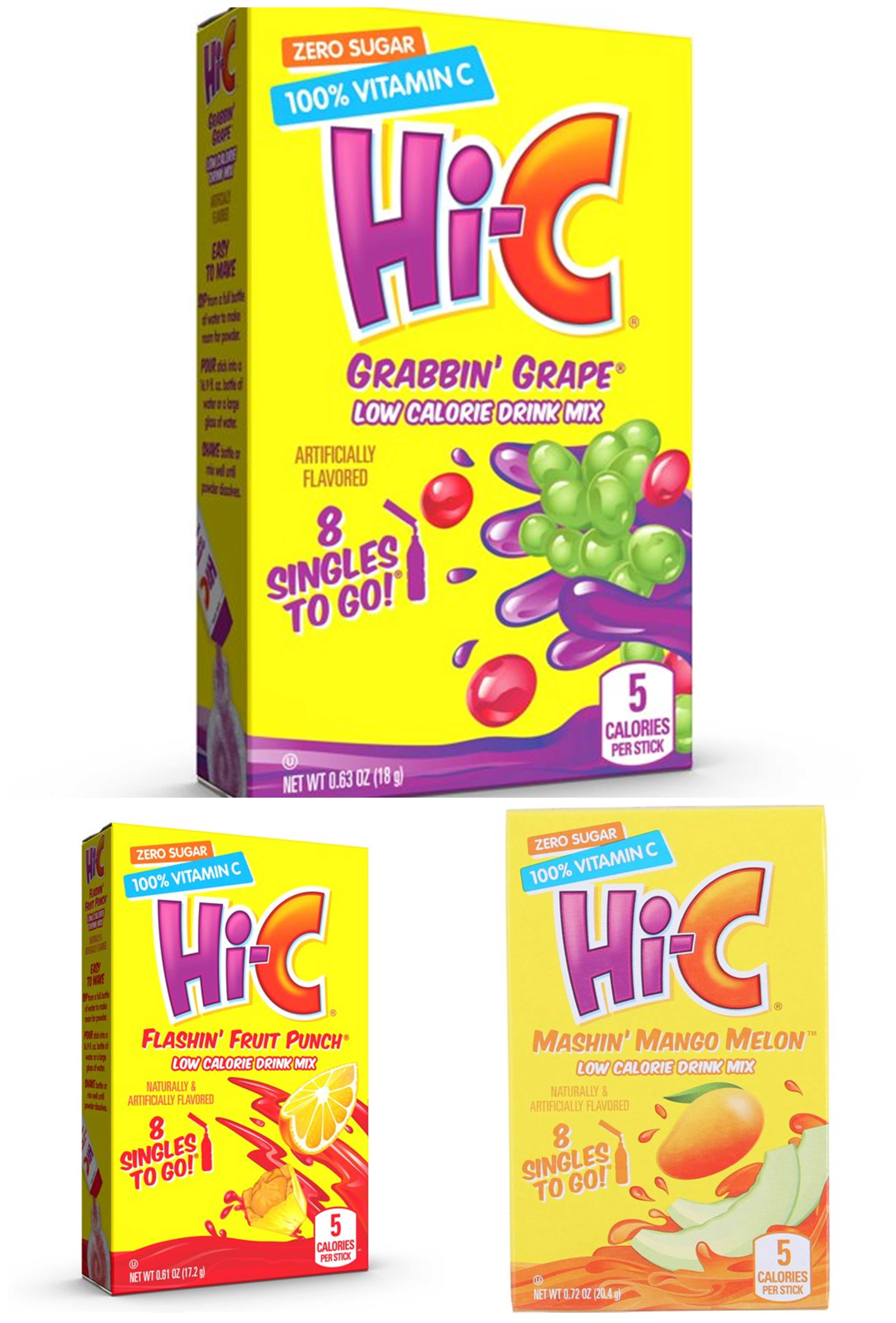 Hi-C Sugar Free Drink Mix, 8 CT., Grape, Fruit Punch, Mango Melon (3 ...