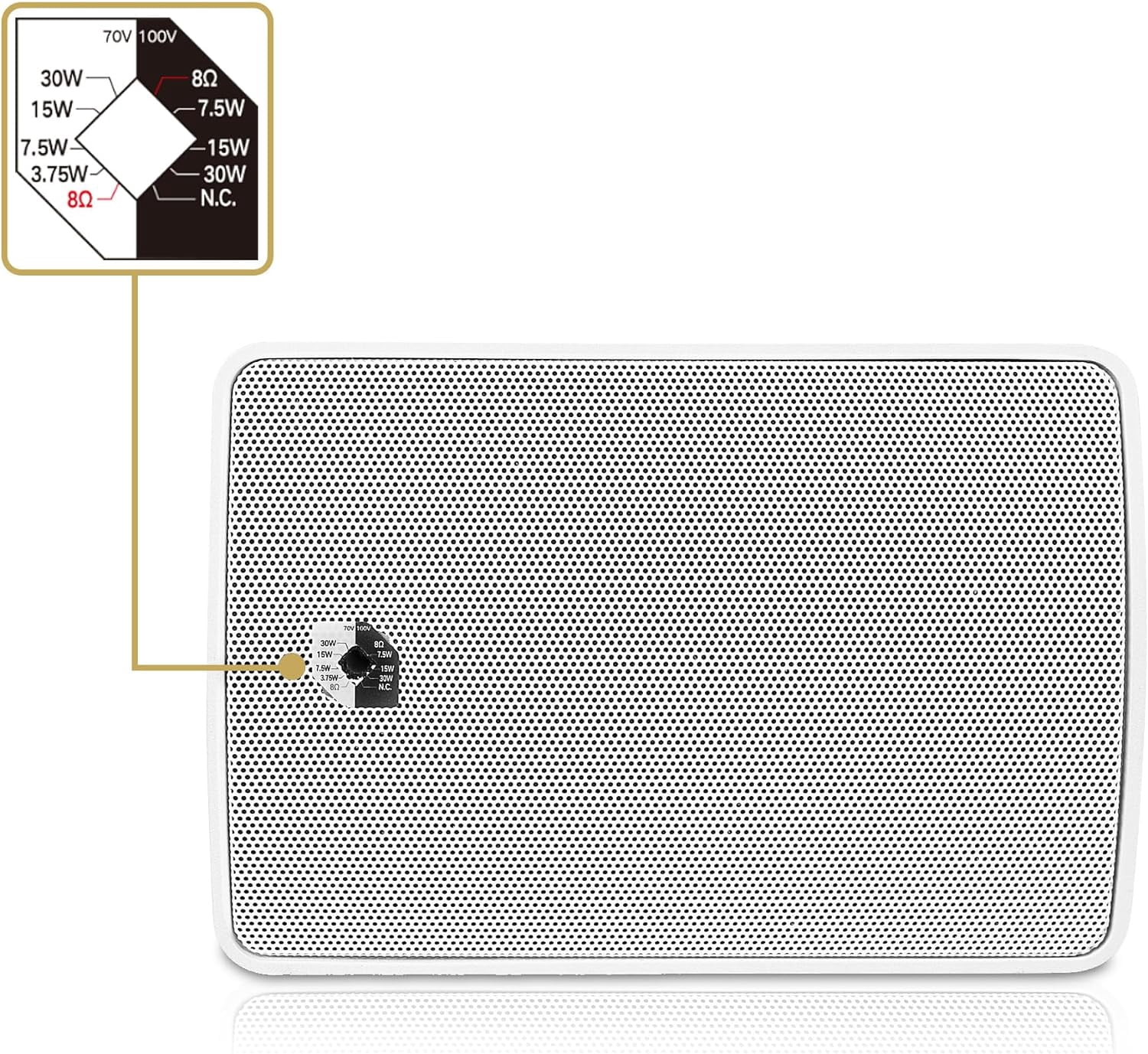 Sound Town Commercial Restaurant Bluetooth Amplifier + Surface-Mount Speaker Set, with One 2-Zone 70V/100V Amplifier with Bluetooth, 4 x 4.5-Inch Surface-Mount Speakers, White (PAC80X4TV4W)