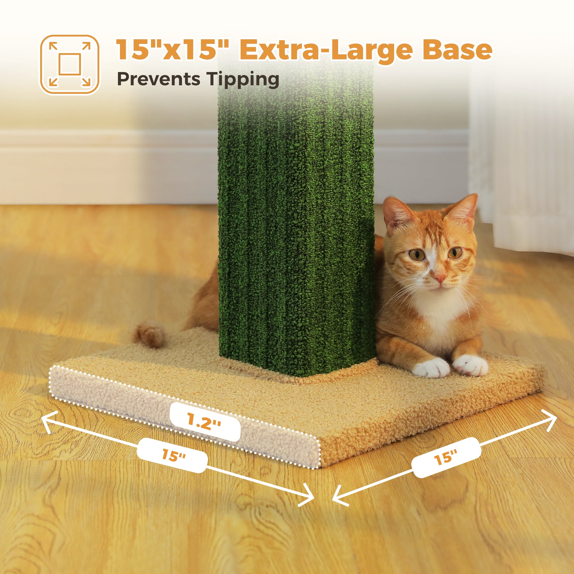 PAWZ Road 32" Tall Cat Scratching Post for Indoor Cats - Durable Cat Scratcher with Wide Base, Green
