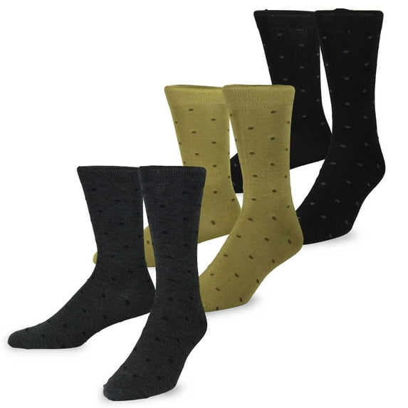 TeeHee Men's Mercerized Cotton Crew Dress Socks 3-pack (Dot)