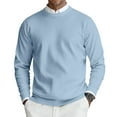 thumbnail image 2 of GrmtClth Mens Crewneck Sweaters Breathable Knitted Sweaters Casual Classic Soft Comfy Long Sleeve Pullover Sweaters Light Blue 3XL, 2 of 7